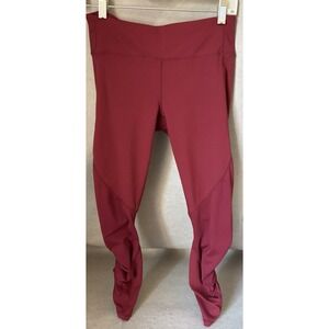 Fabletics Mid-Rise S/M Pureluxe Ruched Maroon‎ Scrunch Ankle Leggings